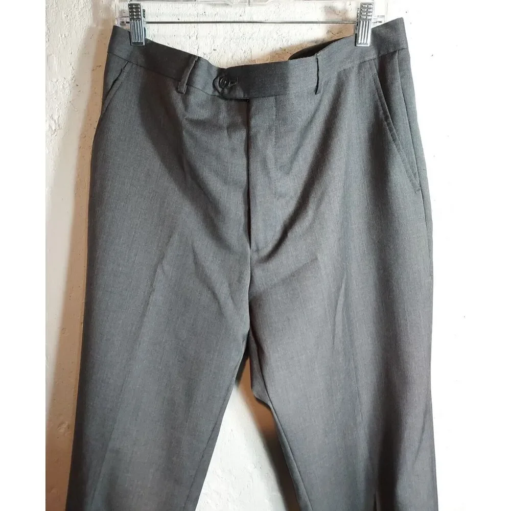 Stafford‎ Men's 2pc Wool Blend Suit Gray 46 L 36 32 Business Formal Jacket Pants